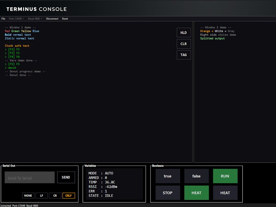 Terminus Console — Firmware-Driven Serial UI for Embedded De