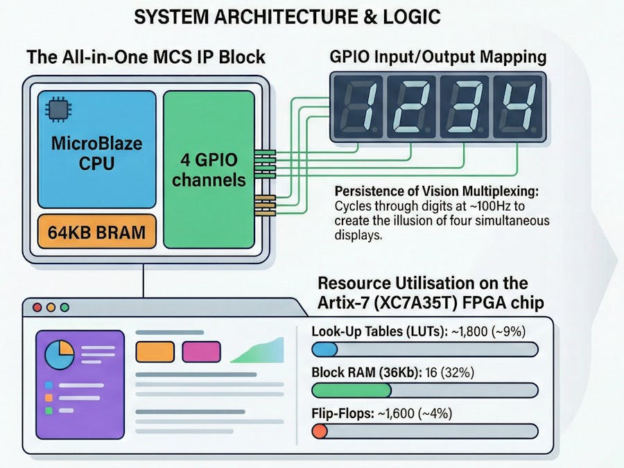 MicroBlaze MCS Seven-Segment Counter on Basys 3 FPGA