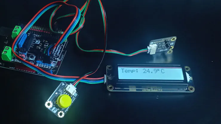 Initially, the LCD shows the temperature in Celsius