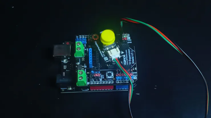 Connect the push button module to port 2