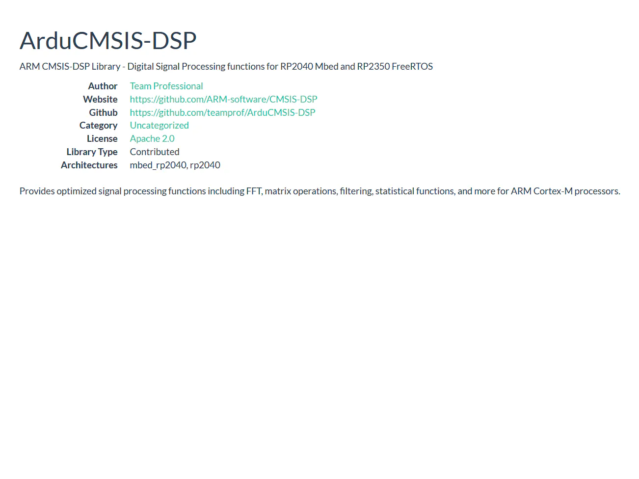 CMSIS-DSP Arduino library supporting Raspberry Pi Pico - Hackster.io