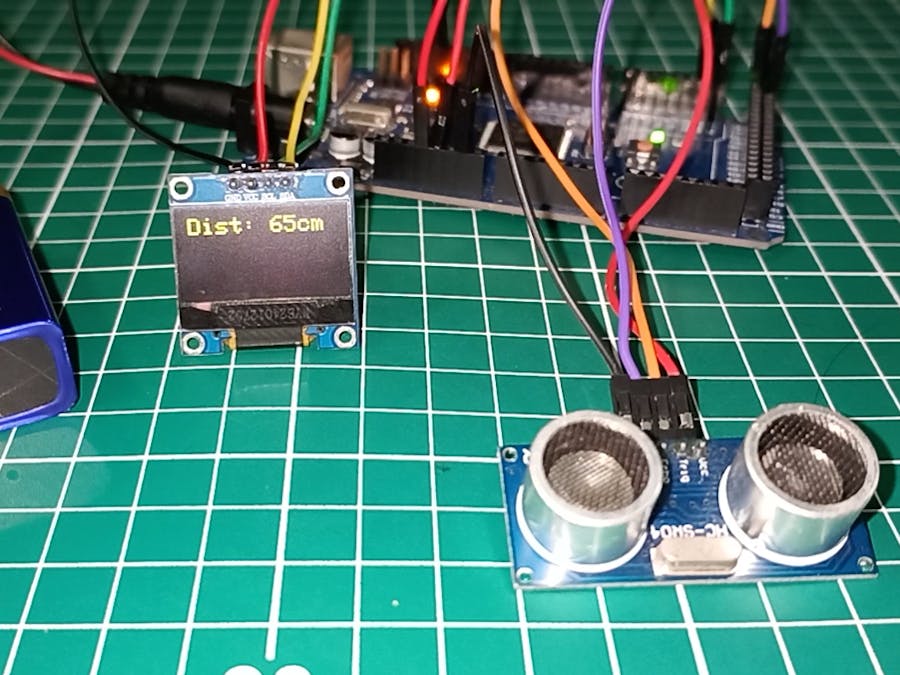 Arduino Mega Ultrasonic Distance Monitor with OLED