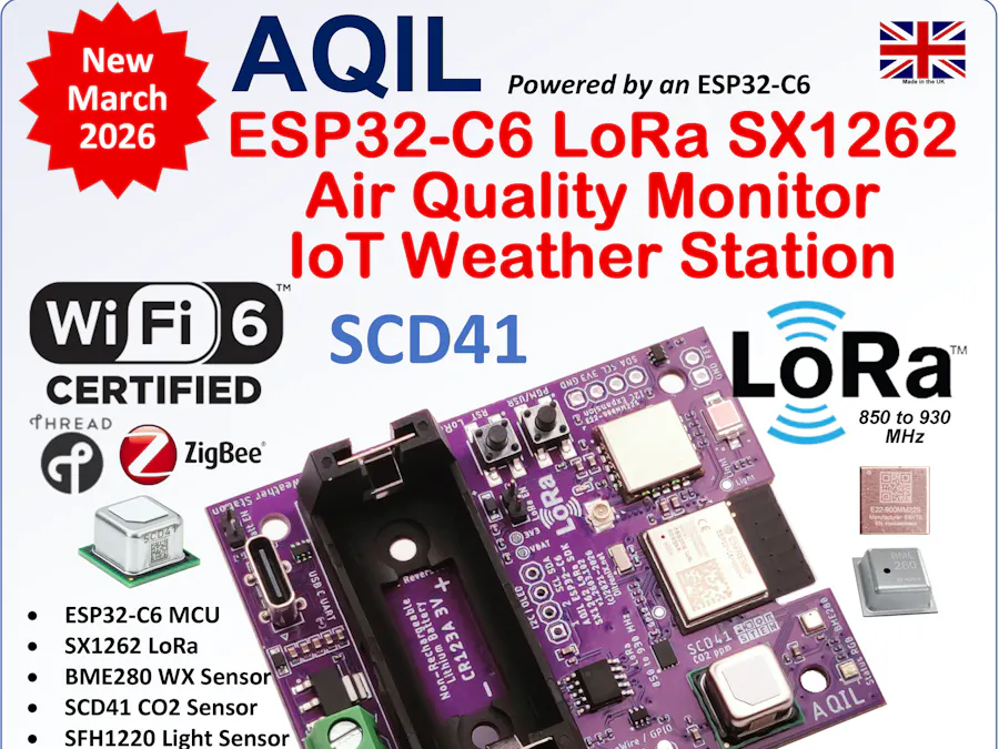 AQIL - ESP32-C6 SX1262 SCD41 LoRa Air Quality Monitor IoT WX