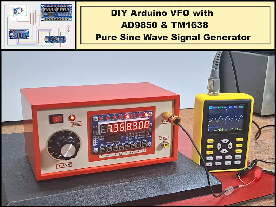 DIY Arduino VFO with AD9850 & TM1638 Pure Sine Wave Signal