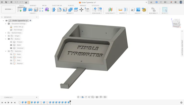 Fusion 360 Kindle Typewriter Enclosure