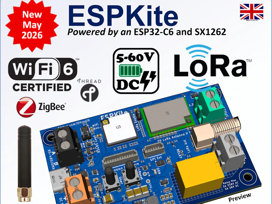 ESPKite | ESP32-C6 SX1262 LoRa RS485 5-60V Relay Output
