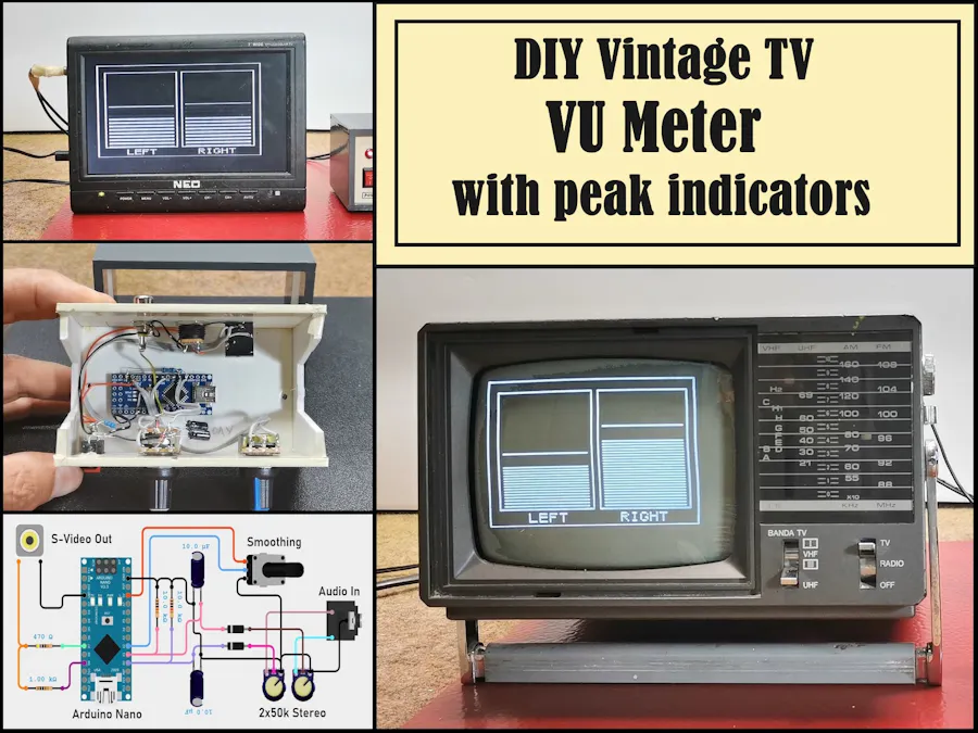 DIY Vintage TV VU Meter with peak indicators
