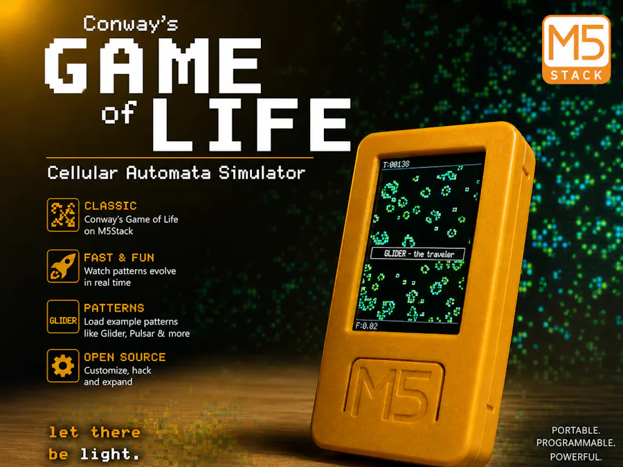 Conway's Game of Life on M5StickC Plus2 — AUTOMATA VITAE