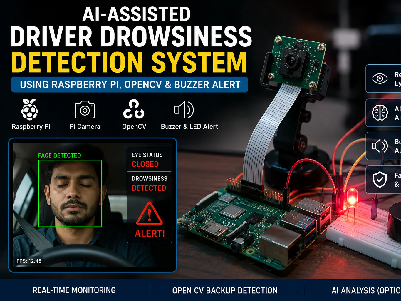 AI-Assisted Driver Drowsiness Detection Uses Raspberry Pi 4