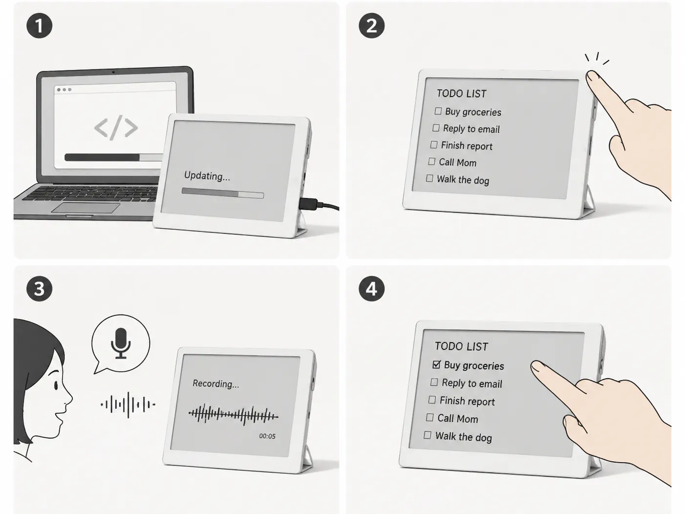 Developer Builds Voice-Activated 10.3-Inch E-Paper Memo Board