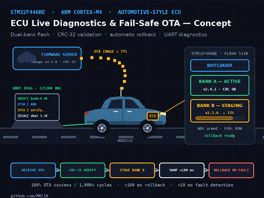 STM32 ECU with Live Diagnostics & Fail-Safe OTA Updates