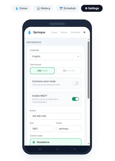 Settings Page