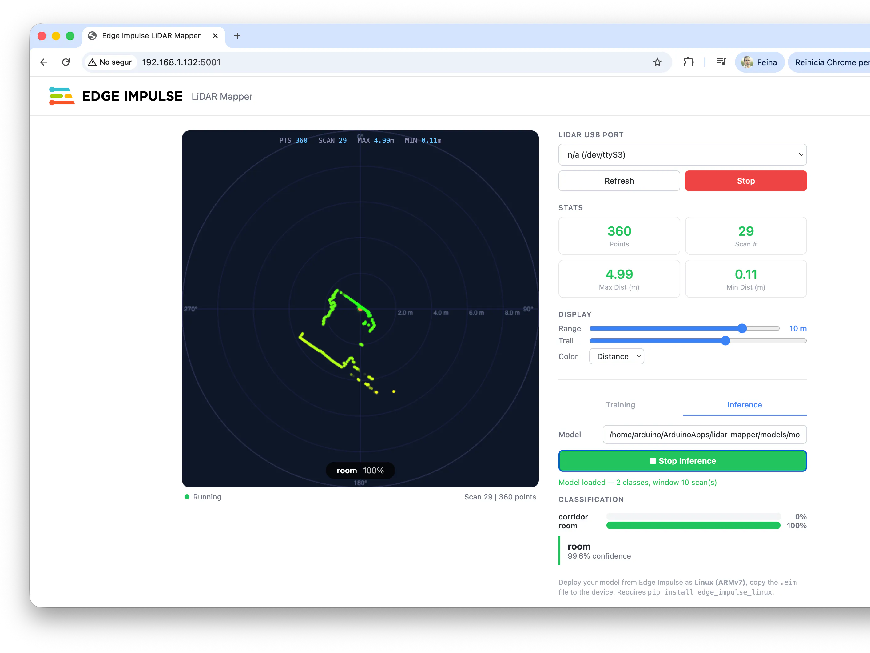 Real-time LiDAR Room Detection at the Edge