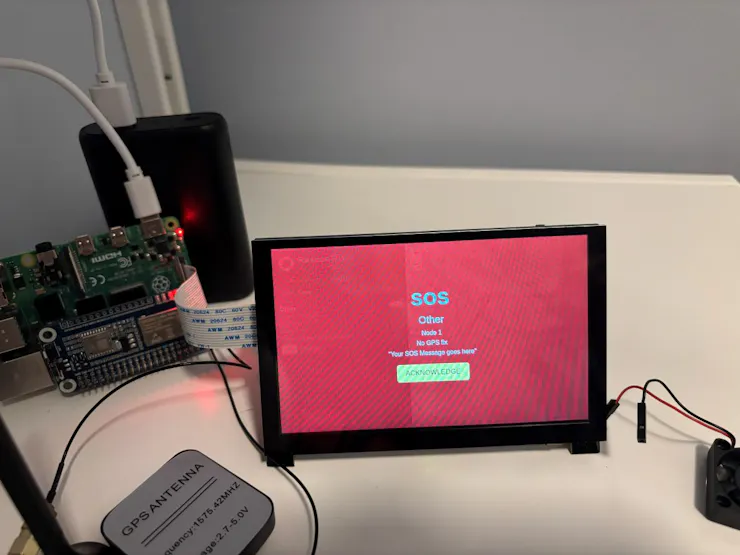 RescueMesh Raspberry Pi full screen SOS alarm