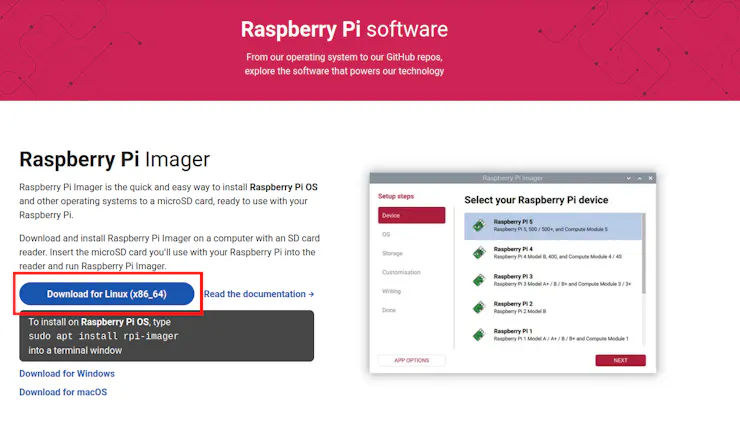 Raspberry Pi Imager สำหรับติดตั้ง Raspberry Pi OS 64-bit