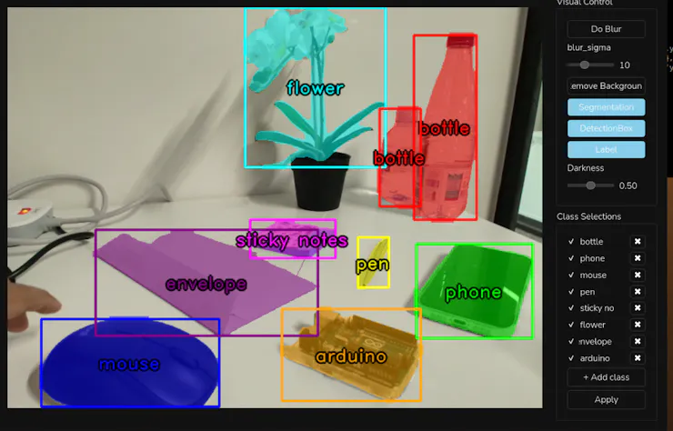 YOLOE Open Vocabulary Segmentation interface