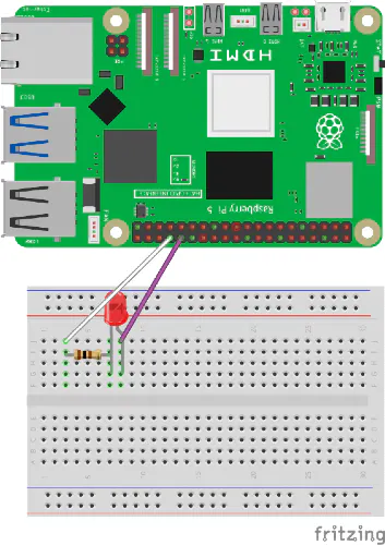 Circuit diagram Raspberry Pi 5 LED GPIO 12