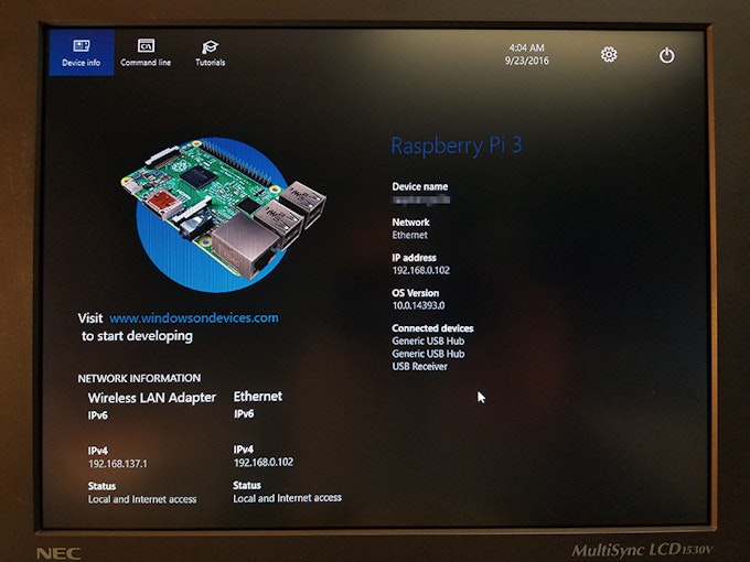 Página principal del dispositivo
