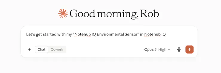 Notehub IQ AI Agent Setup and Project Onboarding Interface