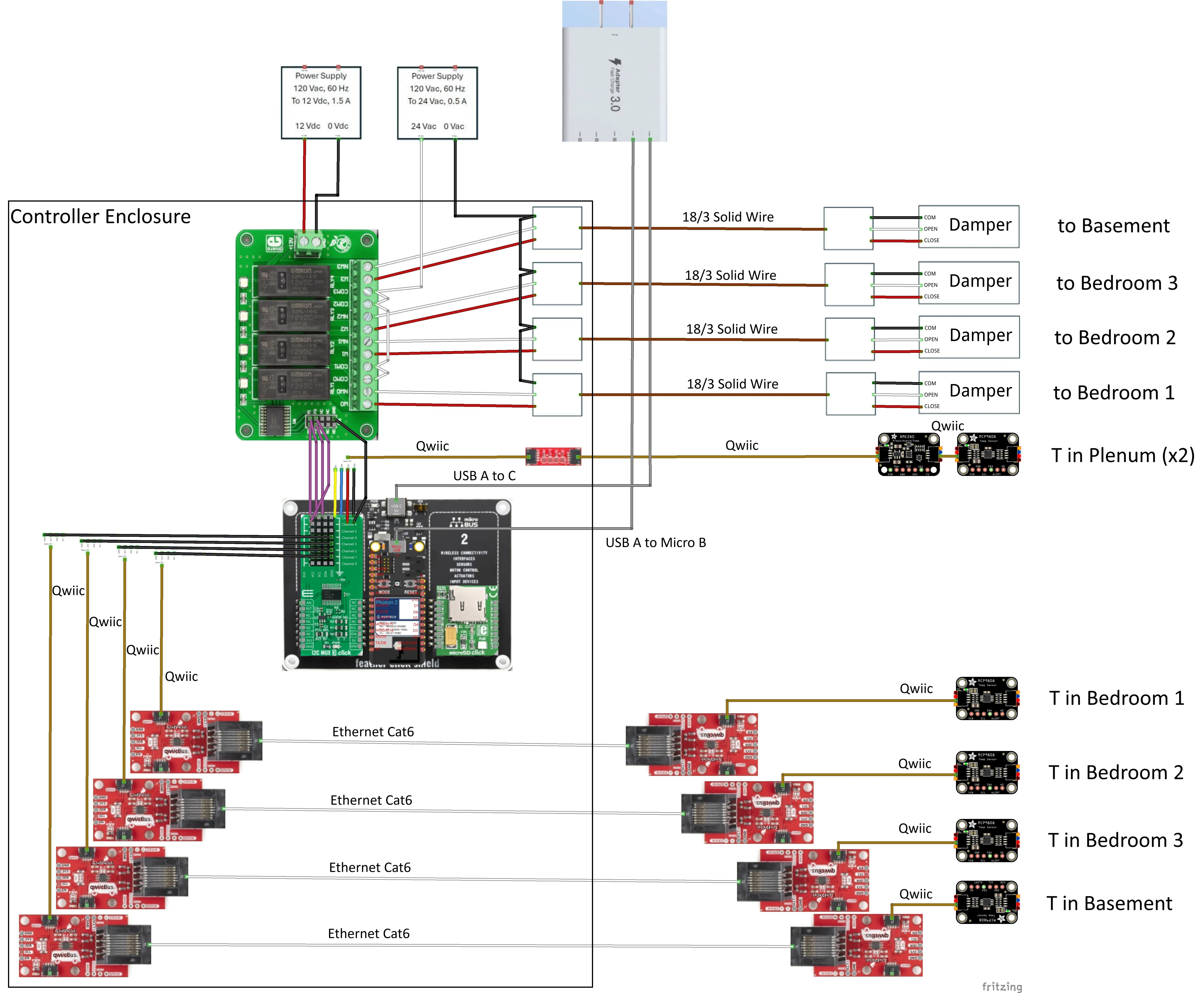 Photon 2 HVAC damper controller wiring diagram