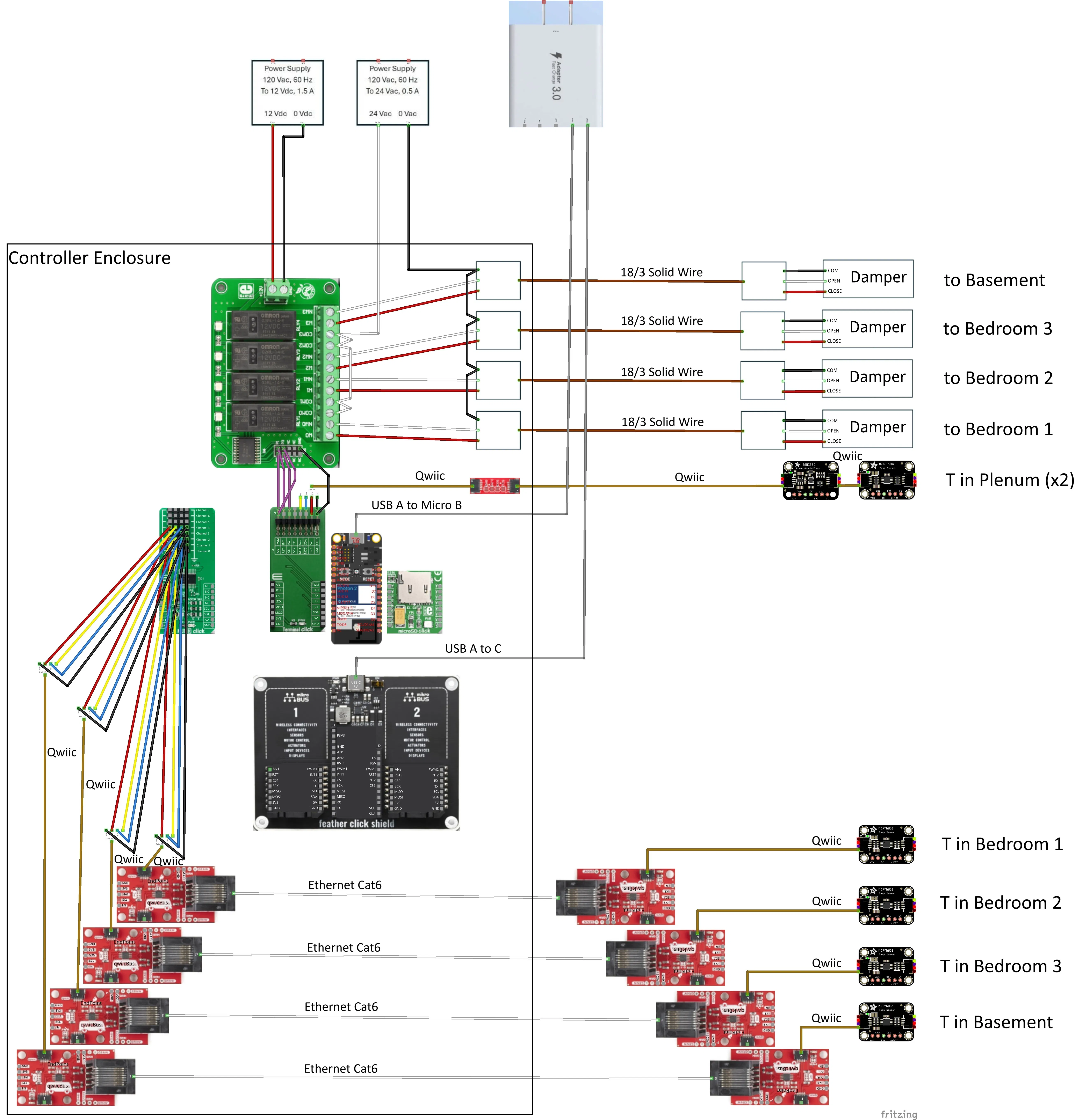 Expanded Photon 2 HVAC damper controller wiring diagram