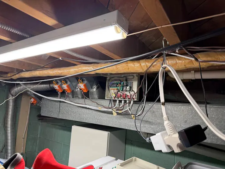 HVAC controller installed in furnace room