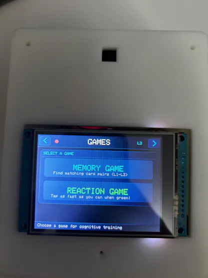 NOVA Games screen พร้อม Memory Game และ Reaction Game