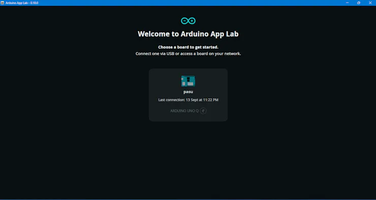 หน้าจอ Arduino App Lab ที่ใช้กับโครงการ THELIMA