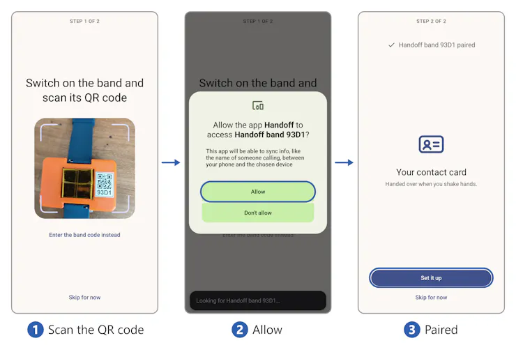 หน้าจอ Pairing ของ Handoff Android App