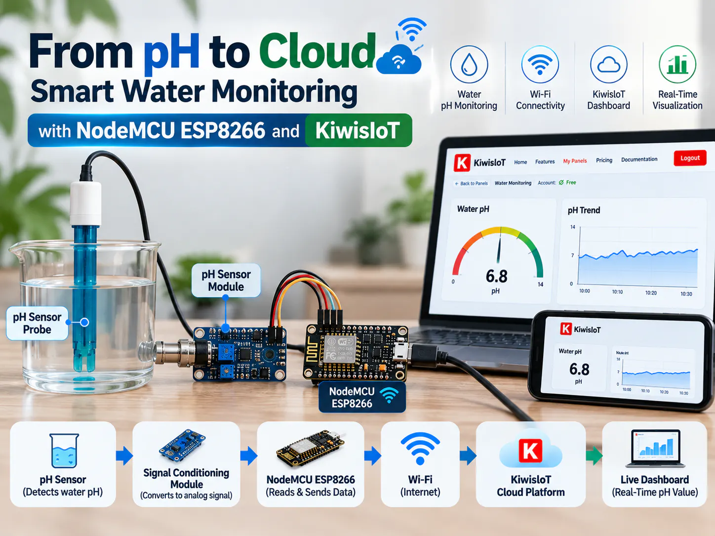 Smart Water Monitoring with ESP8266 and KiwisIoT - Hackster.io