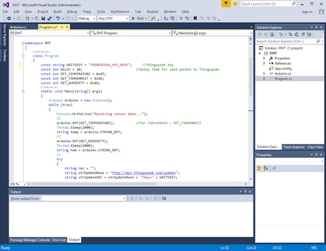 Proyecto ejemplo DHT con C #