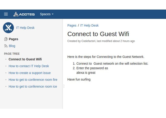 The Backend View of what is happening in Confluence and how Alexa is reading!