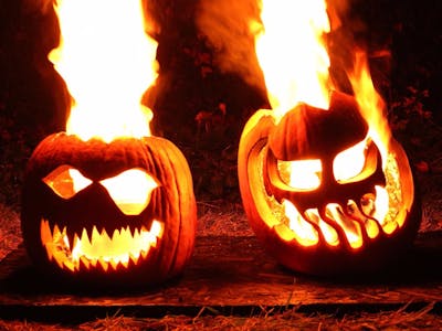Flaming Halloween Jack-o'-lanterns