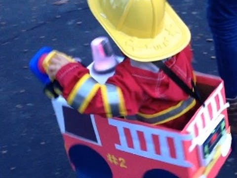 Making a Fire Truck Costume from a Diaper Box and iPhone