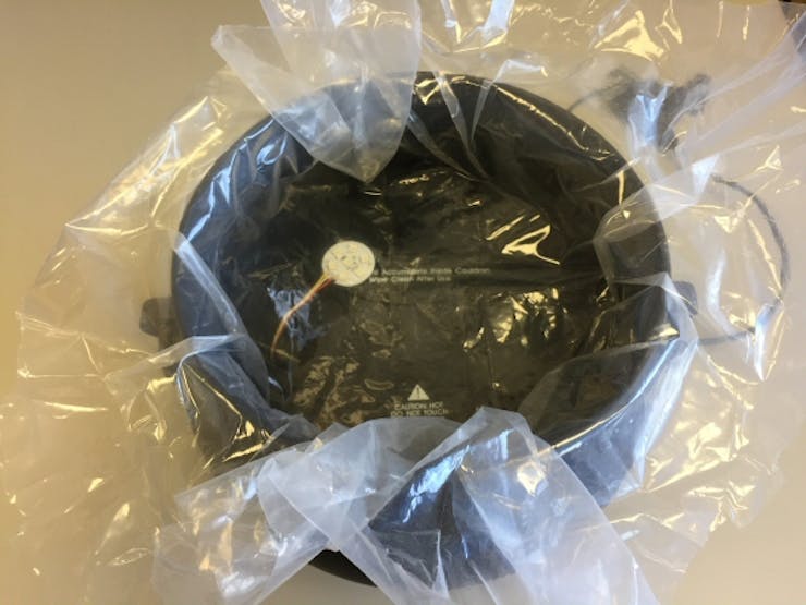 Plastic Sheet Pushed Down Into the Cauldron