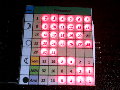 Tiny Calendar and Clock Featuring Moon Phase in a LED Matrix