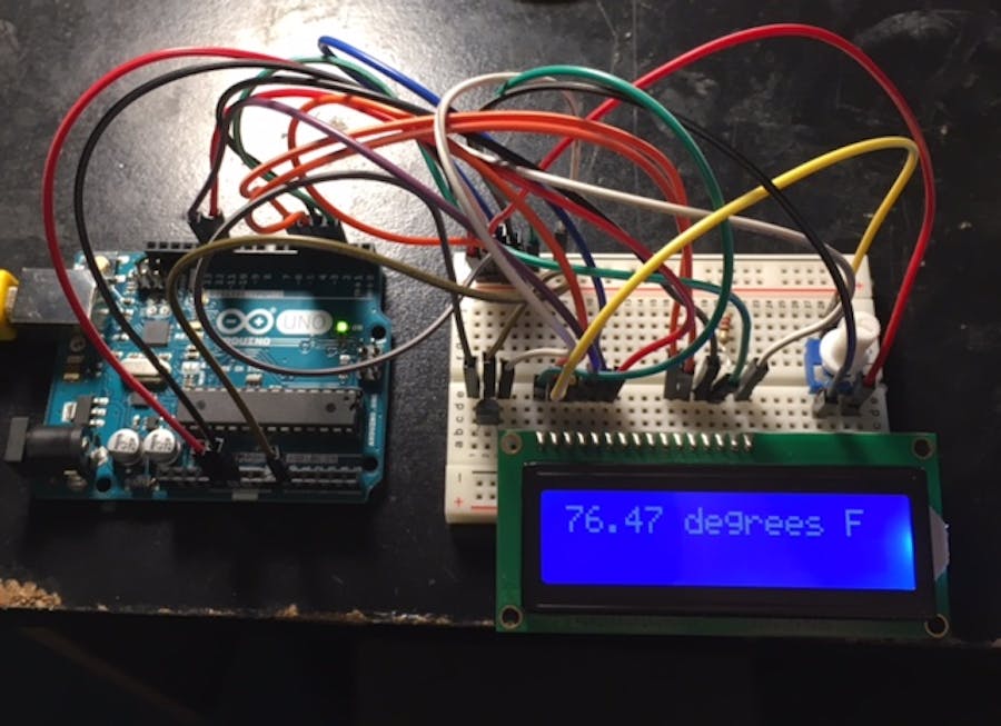 LCD displaying temperature with a TMP36 sensor