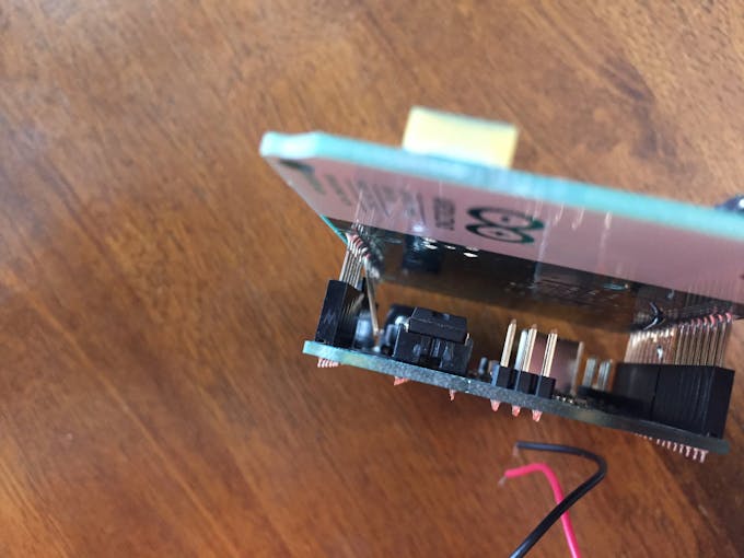 Side view of GSM shield pins pushed back to allow power connection