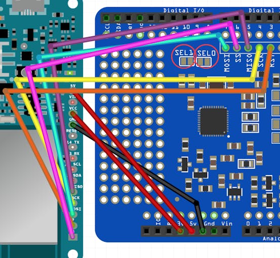 Fritzing Breadboard View of PN532 Shield and MKR1000