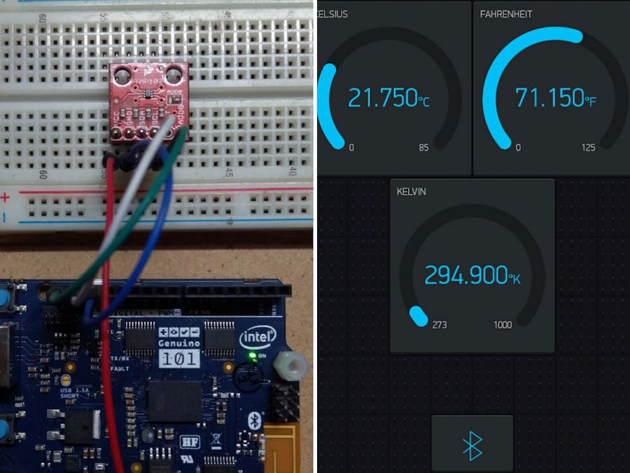 Arduino/Genuino 101 BLE Thermometer With TMP102 and Blynk