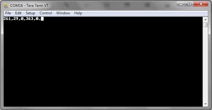 Unformatted string containing PSoC sensor data
