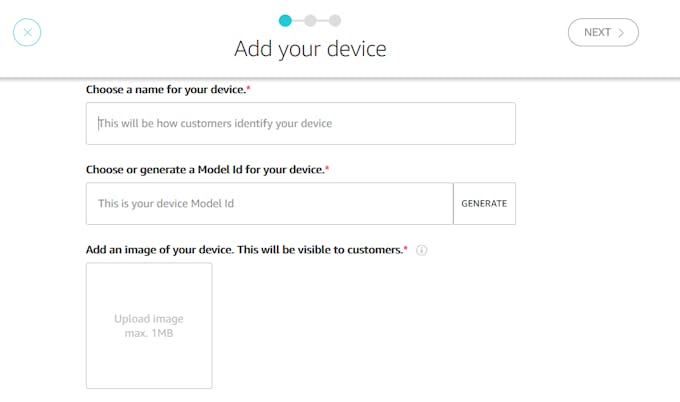  Create the Device Name, Model ID, and upload a transparent png img (<1MB)