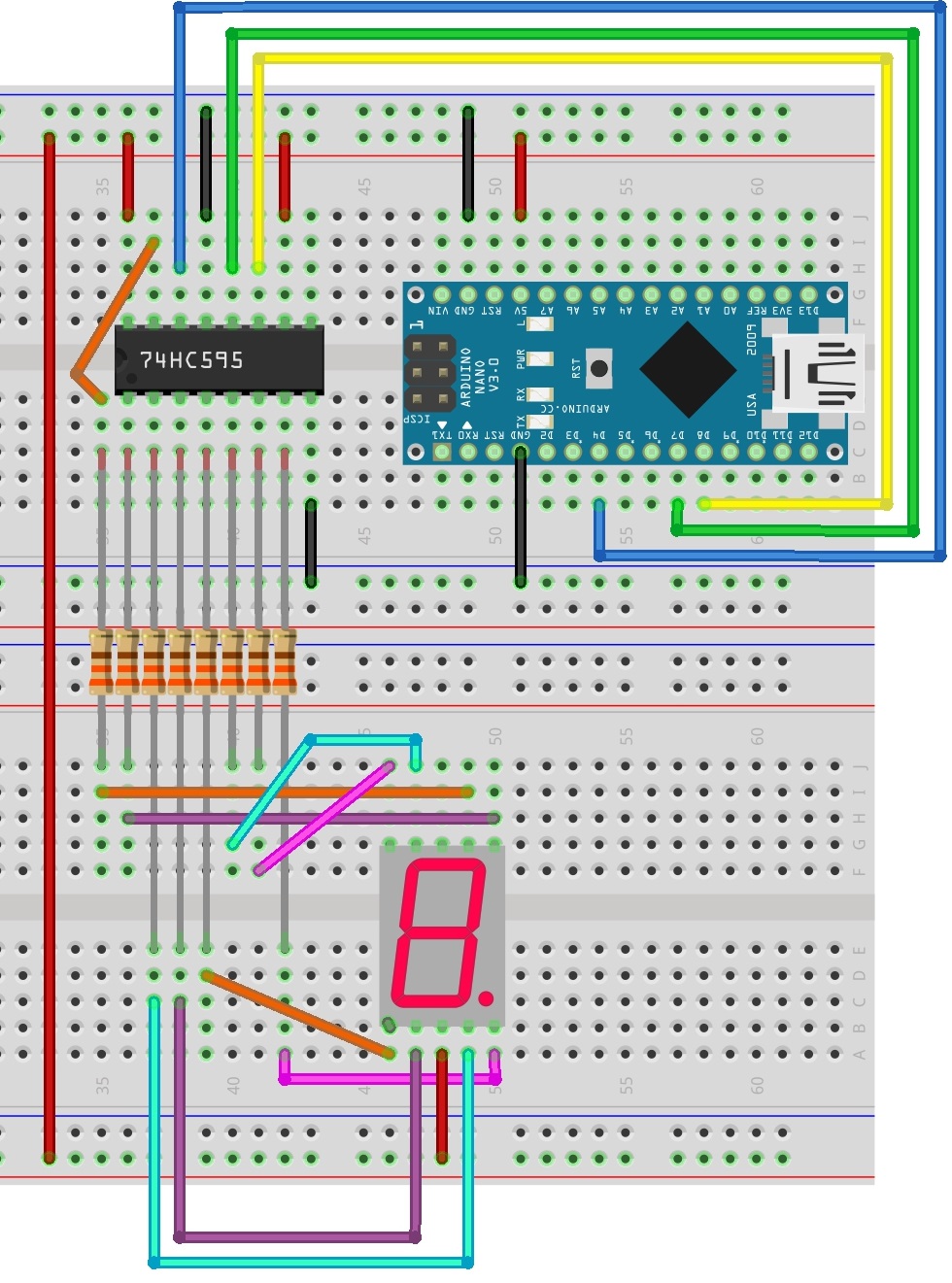 74hc595 arduino 7 segment code
