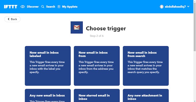 Choose "New email in inbox from"