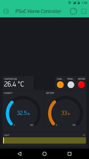 The proximity sensor LED lights up