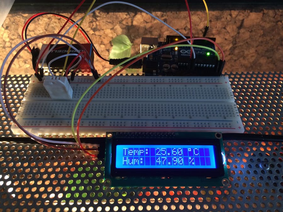 Arduino DTH22 Humidity Temperature With LCD I2C 16x2 Display