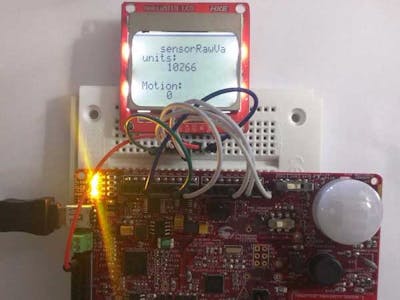 Sensing PIR motion sensor Raw units and display.
