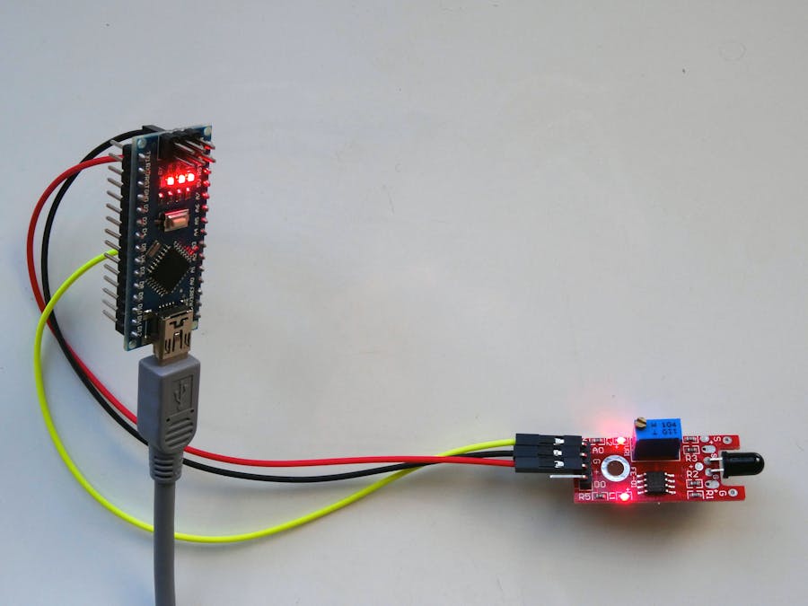 Arduino Nano: Flame Sensor With Visuino