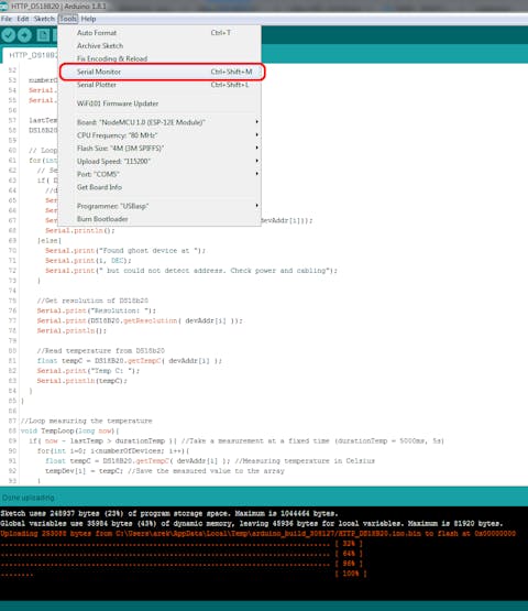 Open serial monitor in Arduino IDE
