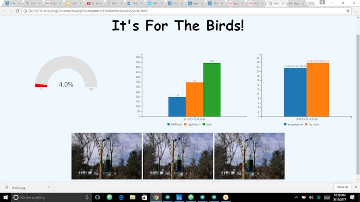 Our web interface with realtime streaming data from PubNub and Cloudinary.